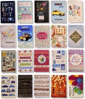 Cards & Crafts 20 Verjaardag Felicitatie Wenskaarten set - 12x17cm Verjaardagskaarten met enveloppen - Felicitatiekaarten