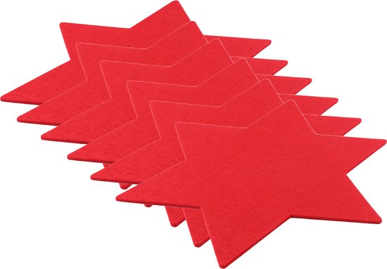 Foto: Placemats kerstmis d25 cm rood set van 8x stuks stervormig