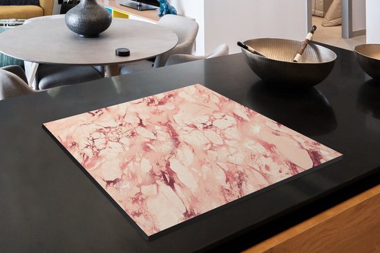 KitchenYeah® Inductie beschermer 59x52 cm - Roze - Stenen - Marmer print - Kookplaataccessoires - Afdekplaat voor kookplaat - Inductiebeschermer - Inductiemat - Inductieplaat mat