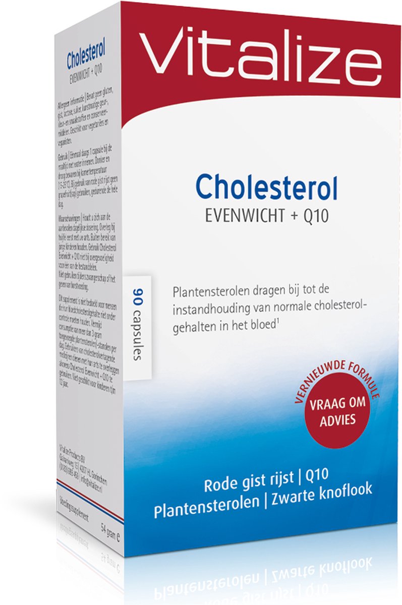 Goedkoopste Vitalize Cholesterol Evenwicht Q10 90 capsules | Het beste in 1 capsule - Vernieuwde formule met plantensterolen en rode gist rijst extract