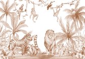Fotobehang - Behang - Jungle Dieren - Into The Jungle Terracotta - Vliesbehang - 152,5 x 104 cm