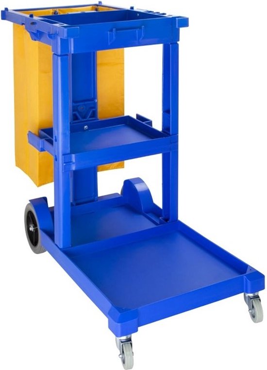 HOMCOM Schoonmaakwagen, Verrijdbare Emmer, Schoonmaakemmer, 20 Liter Dweilwagen Met Pers 2 Bakken Geel 720 002 590727668