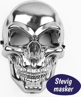 Halloween Masker - Schedel Masker – Chroom Zilver - 1 Stuk - Skelet Verkleedmasker - Skull Doodshoofd - Voor Halloween Kostuum / Costume - Volwassenen - Enge Verkleedkleding Volwassenen