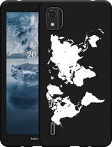 Nokia C2 2nd Edition Hoesje Zwart World Map - Designed by Cazy