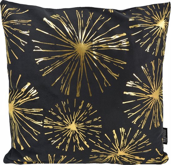 Fireworks / Vuurwerk Kussenhoes | Katoen/Polyester | 45 x 45 cm | Zwart/Goud