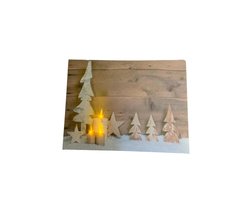 Kerst schilderij met LED verlichting - Kerstboom met kaarsen- Cadeau - Gift - Oud & Nieuw - Christmas - Kerst