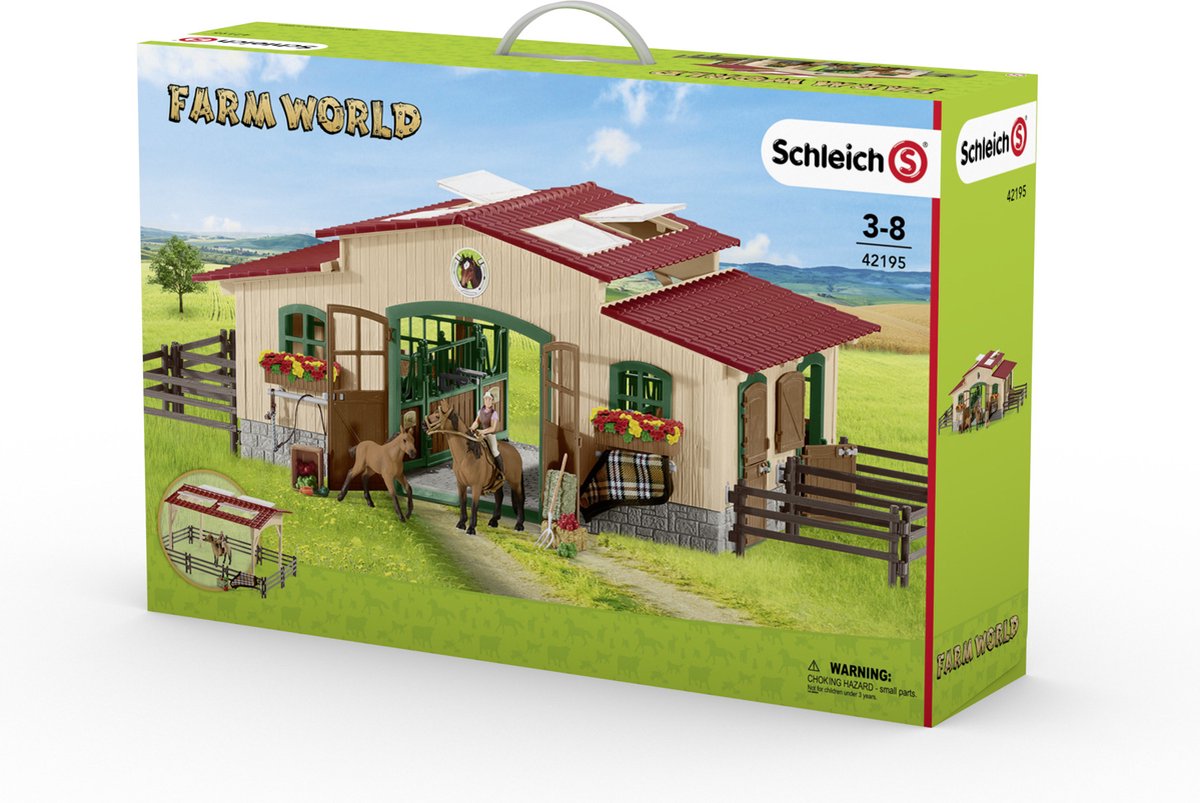 Schleich Paardenstal met paarden 42195 - Paard Speelfigurenset - Farm World  - 83 x 26... | bol.com