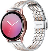 YONO Miami Schakel Bandje 20mm - Metalen Horlogebandje geschikt voor Samsung Galaxy Watch 6 / 5 / Pro / 4 / 3 / Active 2 - Polar Ignite / Unite – Huawei - Zilver / Rose Gold