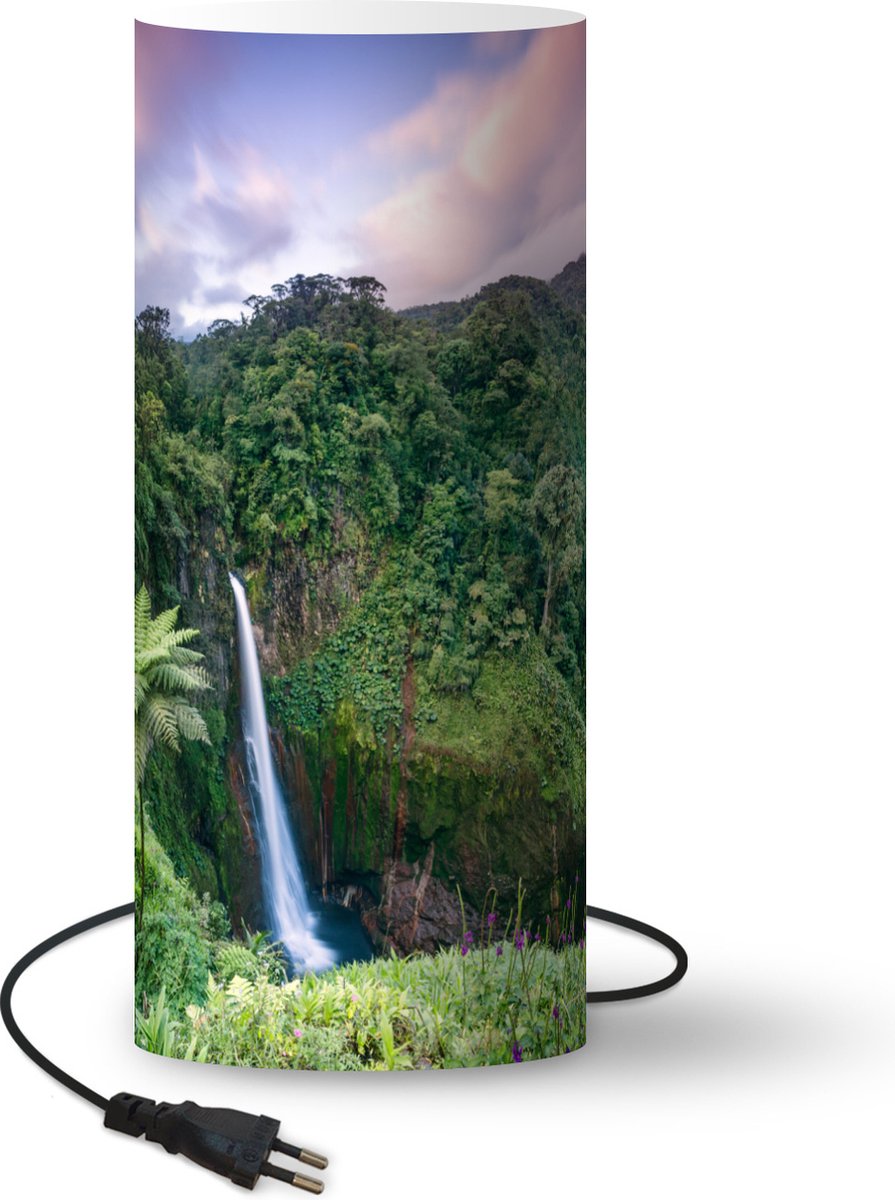 Lamp - Nachtlampje - Tafellamp slaapkamer - Waterval - Zonsondergang - Jungle - 54 cm hoog - Ø22.9 cm - Inclusief LED lamp
