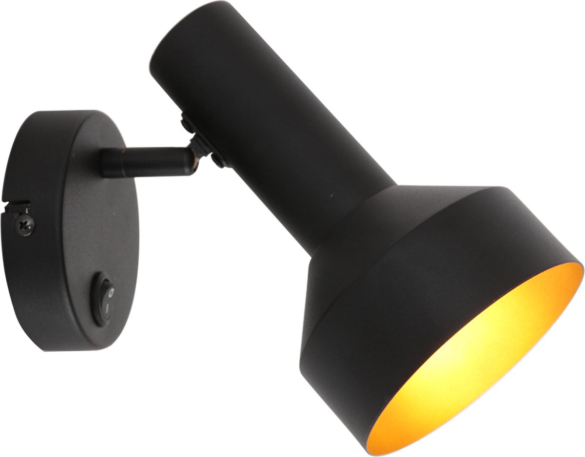 Anne Lighting Bundle wandlamp - spot - E27 - rechtstreeks aansluiten - zwart met gouden binnenzijde