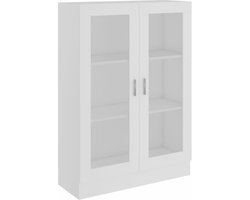 vidaXL - Vitrinekast - 82,5x30,5x115 - cm - bewerkt - hout - wit