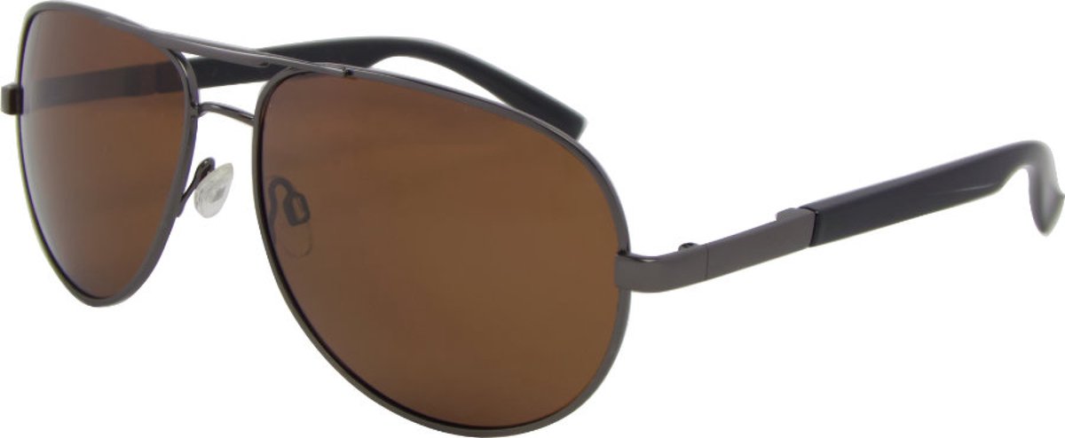 Hidzo Volwassen Piloten Zonnebril Zwart - UV 400 - Bruine Glazen - Inclusief Brillenkoker