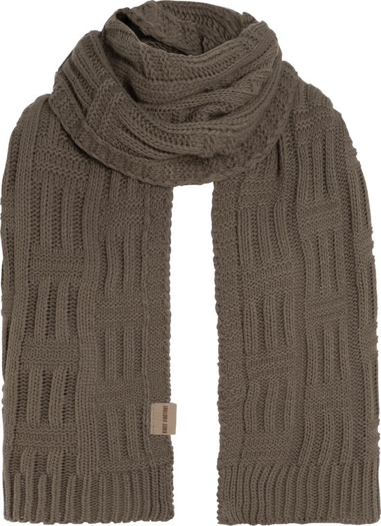 Knit Factory Bobby Gebreide Sjaal Dames & Heren - Herfst- & Wintersjaal - Grof gebreid - Langwerpige sjaal - Wollen Sjaal - Dames sjaal - Heren sjaal - Unisex - Cappuccino - Bruin - 200x30 cm