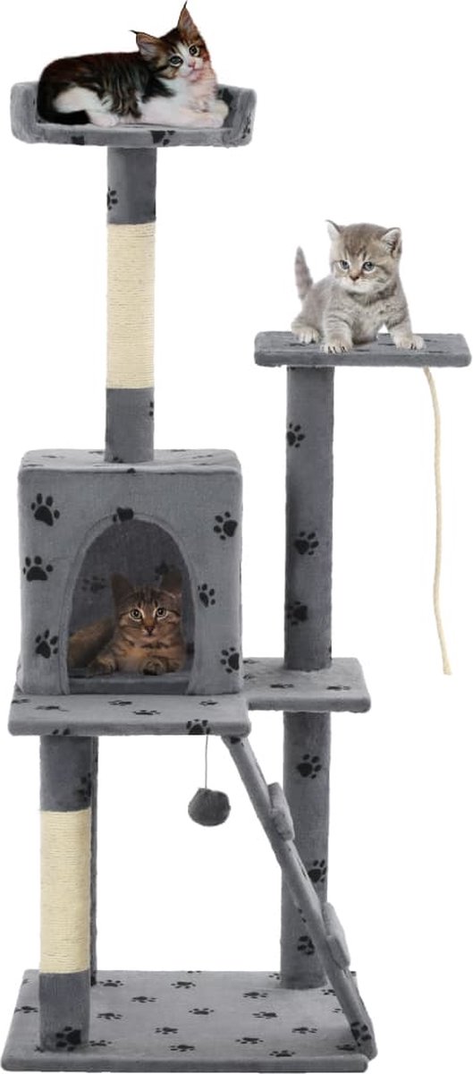 Decoways - Kattenkrabpaal met sisalpalen 120 cm pootafdrukken grijs