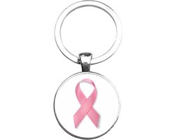 Sleutelhanger Glas - Pink Ribbon