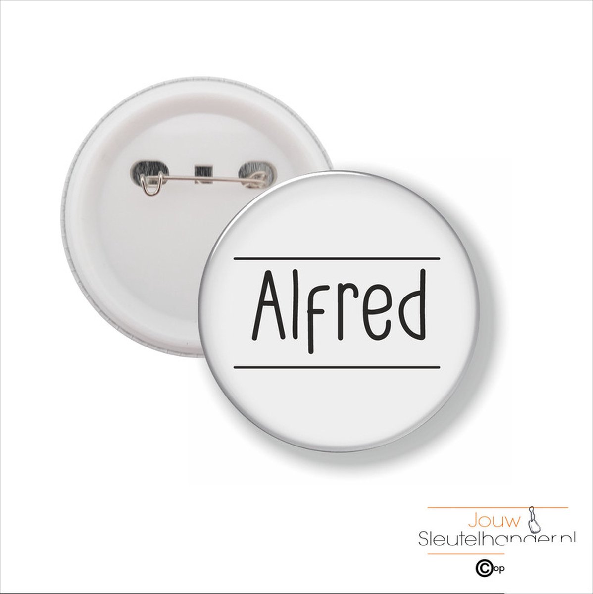 Button Met Speld 58 MM - Alfred