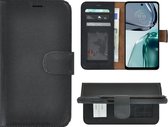 Motorola Moto G62 5G Hoesje - Bookcase - Moto G62 5G Hoesje Book Case Wallet Echt Leer Zwart Cover