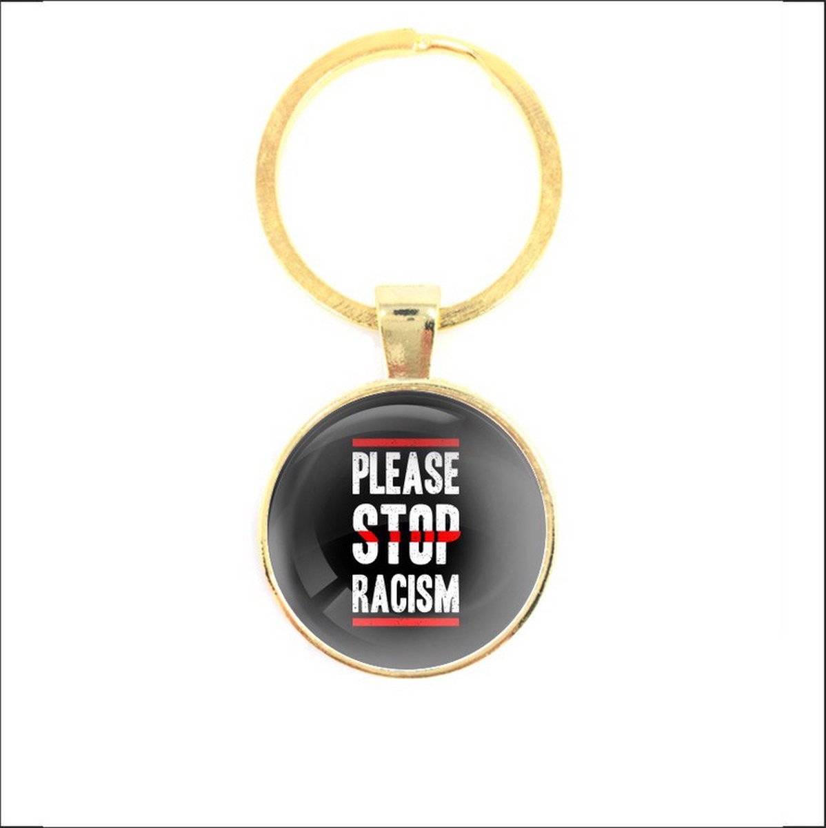 Sleutelhanger Glas - Please Stop Racism