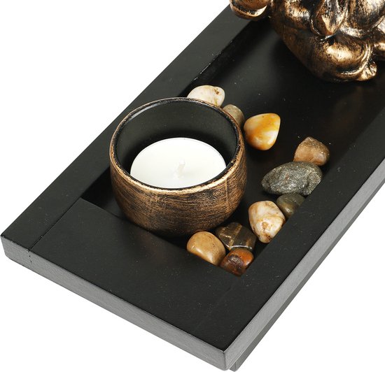 Jardin zen Ganesha avec éléphant, porte-encens, pierres & porte-bougies - Jardin zen