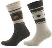GoWith-chaussettes laine-chaussettes alpaga-chaussettes maison-2 paires-chaussettes chaudes-chaussettes hiver-chaussettes thermo-chaussettes maison-beige-marron-taille 43-46