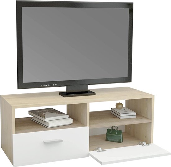 Modulo Badkamermeubel Met Wastafel | 160 Cm Lichtbruin Eiken Greeploos Front Mineraalmarmer 4 Hoge Lades 128663
