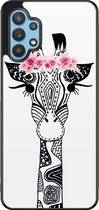 Casimoda® hoesje - Geschikt voor Samsung Galaxy A32 5G - Giraffe - Zwart TPU Backcover - Giraffe - Rood
