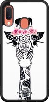 Casimoda® hoesje - Geschikt voor Samsung Galaxy A20e - Giraffe - Zwart TPU Backcover - Giraffe - Wit