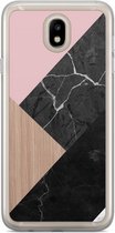 Casimoda® hoesje - Geschikt voor Samsung J7 2017 - Marble Wooden Mix - Backcover - Siliconen/TPU - Bruin