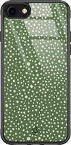 Casimoda® hoesje - Geschikt voor iPhone 8 - Green Dots - Luxe Hard Case Zwart - Backcover telefoonhoesje - Groen