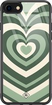 Casimoda® hoesje - Geschikt voor iPhone 8 - Hart Swirl Groen - Luxe Hard Case Zwart - Backcover telefoonhoesje - Groen