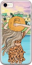 Casimoda® hoesje - Geschikt voor iPhone 8 - Sunset Girl - Siliconen/TPU telefoonhoesje - Backcover - Geen opdruk - Multi