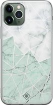 Casimoda® hoesje - Geschikt voor iPhone 11 Pro Max - Marmer Mint Mix - Siliconen/TPU telefoonhoesje - Backcover - Marmer - Mint
