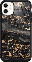 Casimoda® hoesje - Geschikt voor iPhone 11 - Marmer Grijs Brons - Luxe Hard Case Zwart - Backcover telefoonhoesje - Grijs
