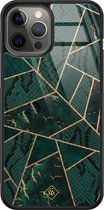 Casimoda® hoesje - Geschikt voor iPhone 12 Pro Max - Abstract Groen - Luxe Hard Case Zwart - Backcover telefoonhoesje - Groen