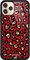 Casimoda® hoesje - Geschikt voor iPhone 11 Pro - Luipaard Rood - Luxe Hard Case Zwart - Backcover telefoonhoesje - Multi