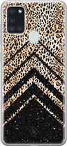 Casimoda® hoesje - Geschikt voor Samsung A21s - Chevron Luipaard - Backcover - Siliconen/TPU - Geel