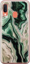 Casimoda® hoesje - Geschikt voor Samsung A20e - Groen marmer / Marble - Backcover - Siliconen/TPU - Roze