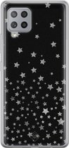 Casimoda® hoesje - Geschikt voor Samsung A42 - Falling Stars - Backcover - Siliconen/TPU - Zwart