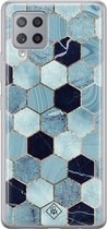 Casimoda® hoesje - Geschikt voor Samsung A42 - Blue Cubes - Backcover - Siliconen/TPU - Blauw