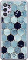 Casimoda® hoesje - Geschikt voor Samsung A32 5G - Blue Cubes - Backcover - Siliconen/TPU - Blauw
