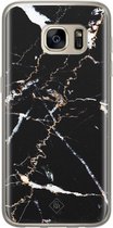 Casimoda® hoesje - Geschikt voor Samsung S7 - Marmer Zwart - Backcover - Siliconen/TPU - Zwart