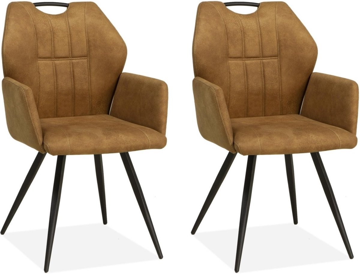 Eetkamerstoel Puck - Cognac (set van 2 stoelen)