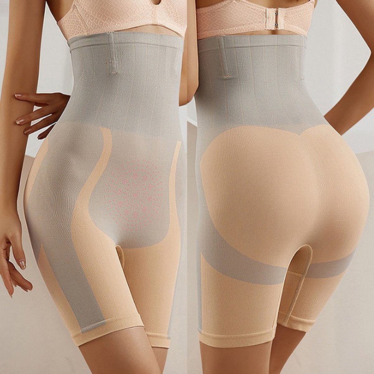 Sara Shop - Shapewear Dames - Corrigerend ondergoed string - Tummy - high waist corrigerende shapewear - Correctie Ondergoed Shapewear - Hoge Taille Body Shaper - Beige - Maat L/XL