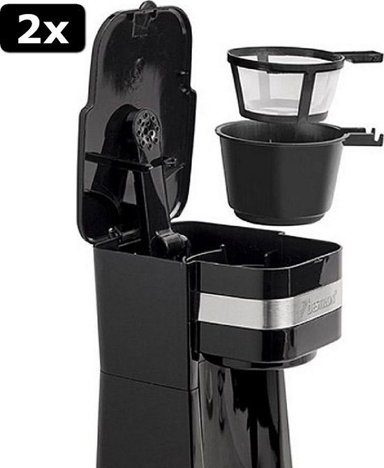 2x Bestron Koffiezetapparaat met thermosbeker, voor gemalen