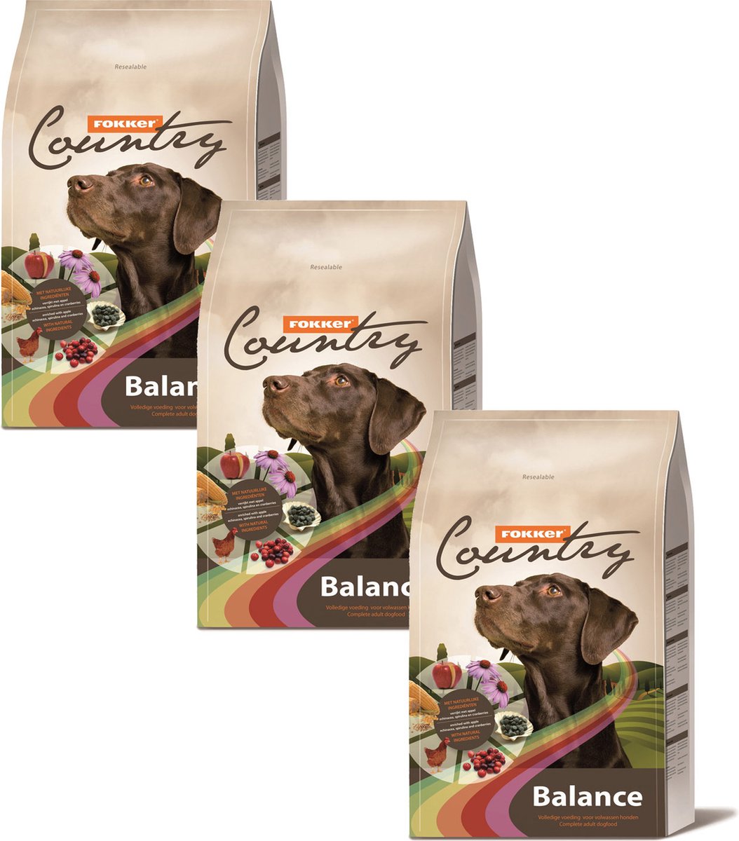 Fokker Country Balance Gevogelte - Hondenvoer - 3 x 2.5 kg