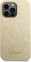 Apple iPhone 14 Pro Hoesje Guess Goud met Glitter