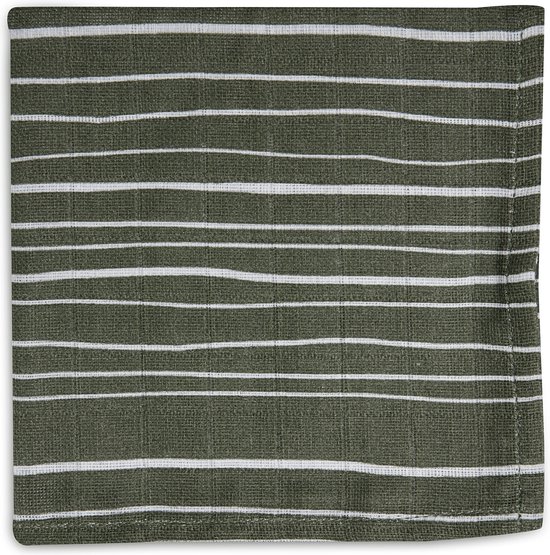 Jollein Monddoekje Hydrofiel Stripe & Olive - Leaf Green - 2 Stuks van Jollein — afbeelding 4