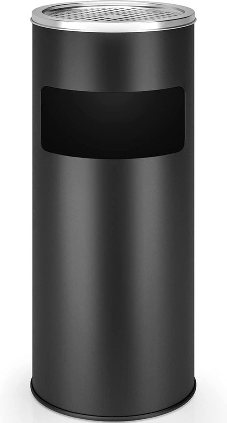 Jago® Staande Asbak met Vuilnisbak - 30 Liter, van Roestvrij Staal/IJzer, 2 -in-1, met Binnenemmer, Deksel, Outdoor, 25x60,5 cm, Kleurkeuze (Antraciet