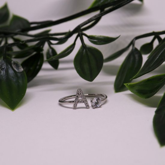 Ring Met Letter - Ring Met Steen - Letter Ring - Ring Letter