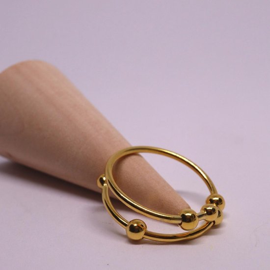 Anxiety Ring - (Dubbele ring) - Stress Ring - Fidget Ring - Anxiety Ring For Finger - Draaibare Ring Dames - Spinning Ring - Spinner Ring - Gold Plated Zilver 925 - Despora
